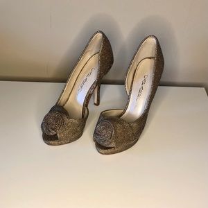 Caparros Rose Gold Glitter Pumps